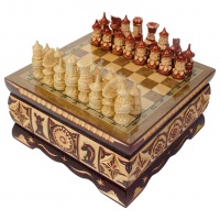 шахматы резные ручной работы в ларце малые