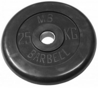 диск обрезиненный mb barbell 51 мм 25 кг. черный