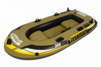 лодка надувная (2 сиденья) jilong fishman 300 set+ пластик. весла + помпа 252х125х40 темно-зеленый 0